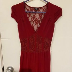 Guess Lace Back Red Corset V-Neck Jumpsuit